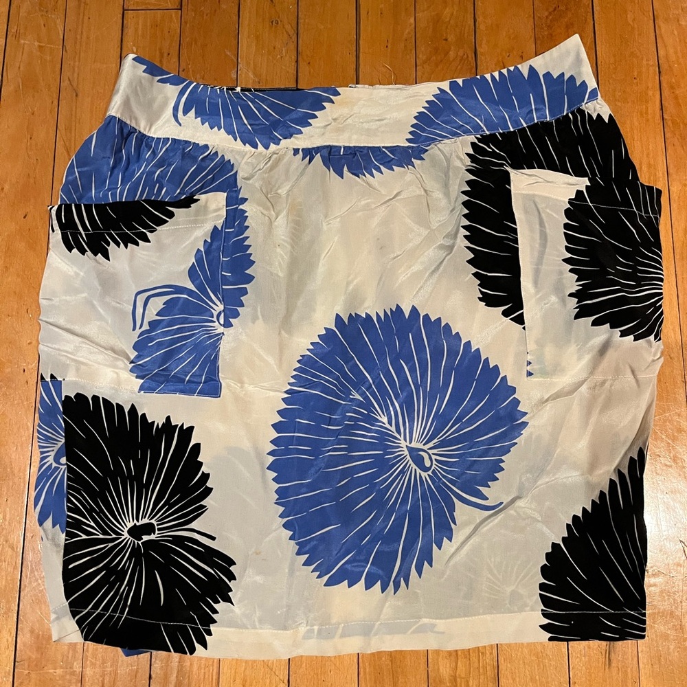 Mendocino Blue and Black Floral Pencil Skirt